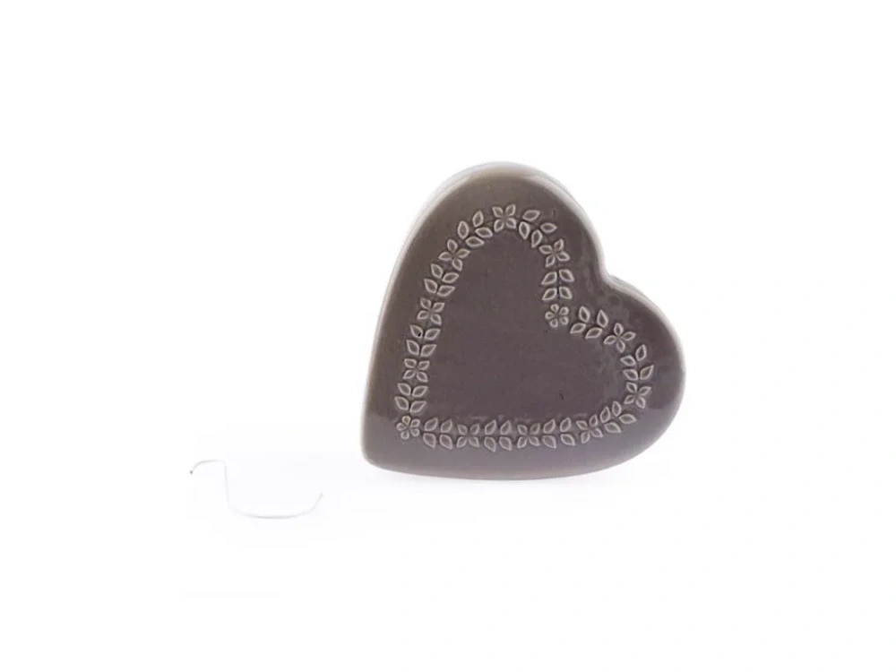 Keramický výparník na radiátor srdce šedý - 13 × 3,2 × 13 cm
