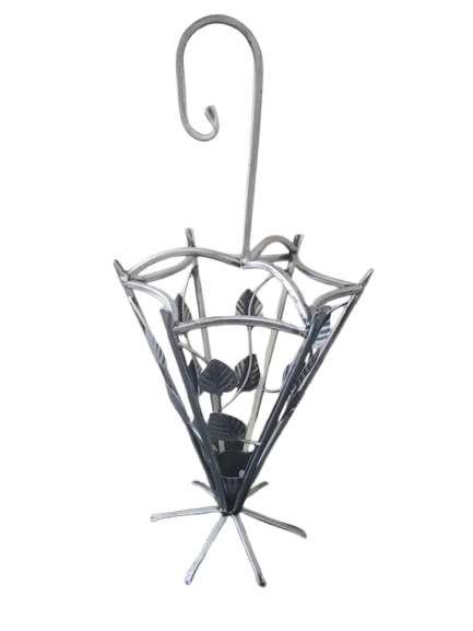 Kovový stojan na deštníky stříbrná patina - 76 cm