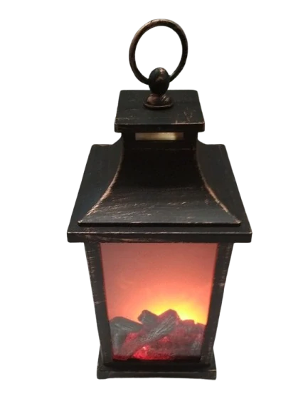 Lampa s ohněm černozlatá na tužkové baterie