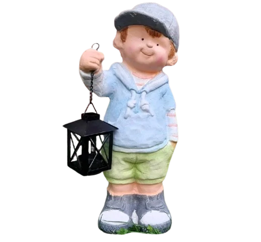 Keramický kluk s lucernou do zahrady - 42 cm
