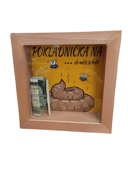 Dřevěná pokladnička na hovno - 18 x 18 cm