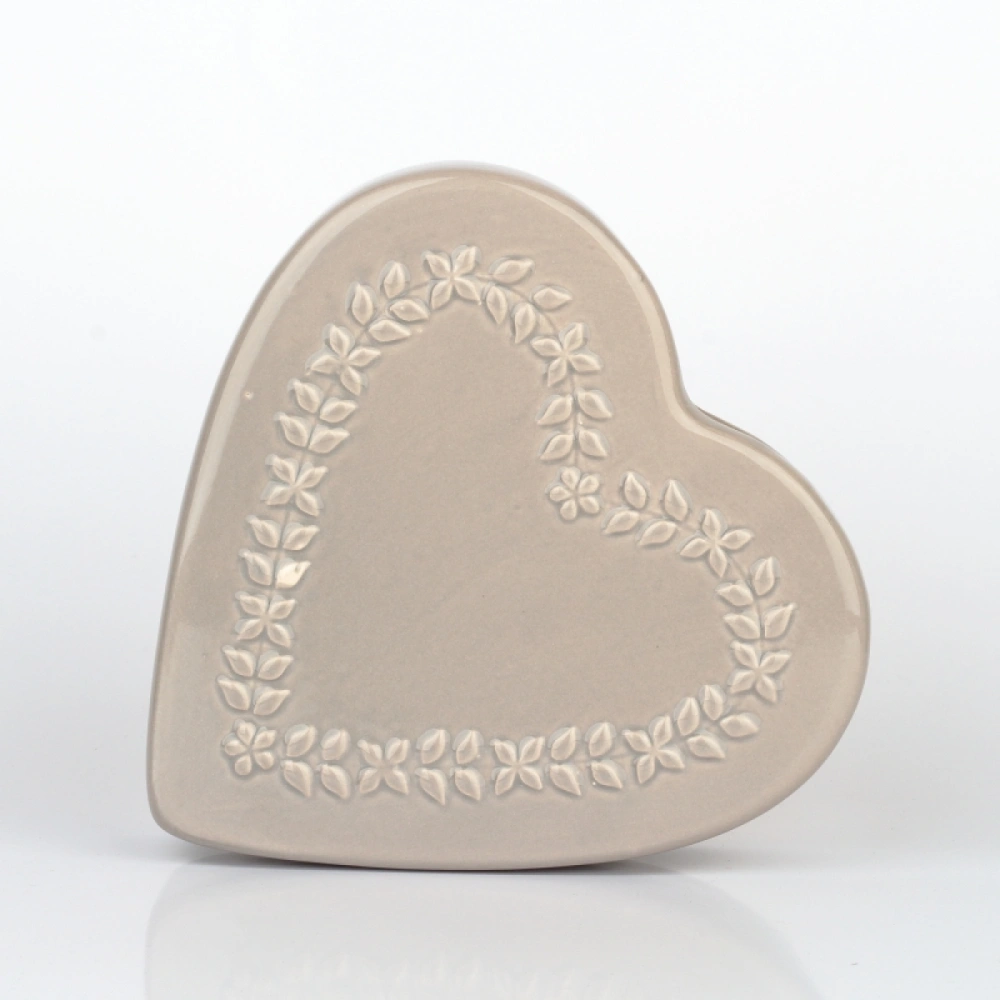 Keramický výparník na radiátor srdce šedý - 18 x 5 x 18 cm