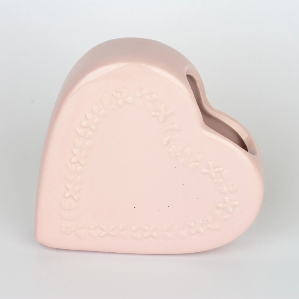Keramický výparník na radiátor srdce růžový - 13 × 3,2 × 13 cm