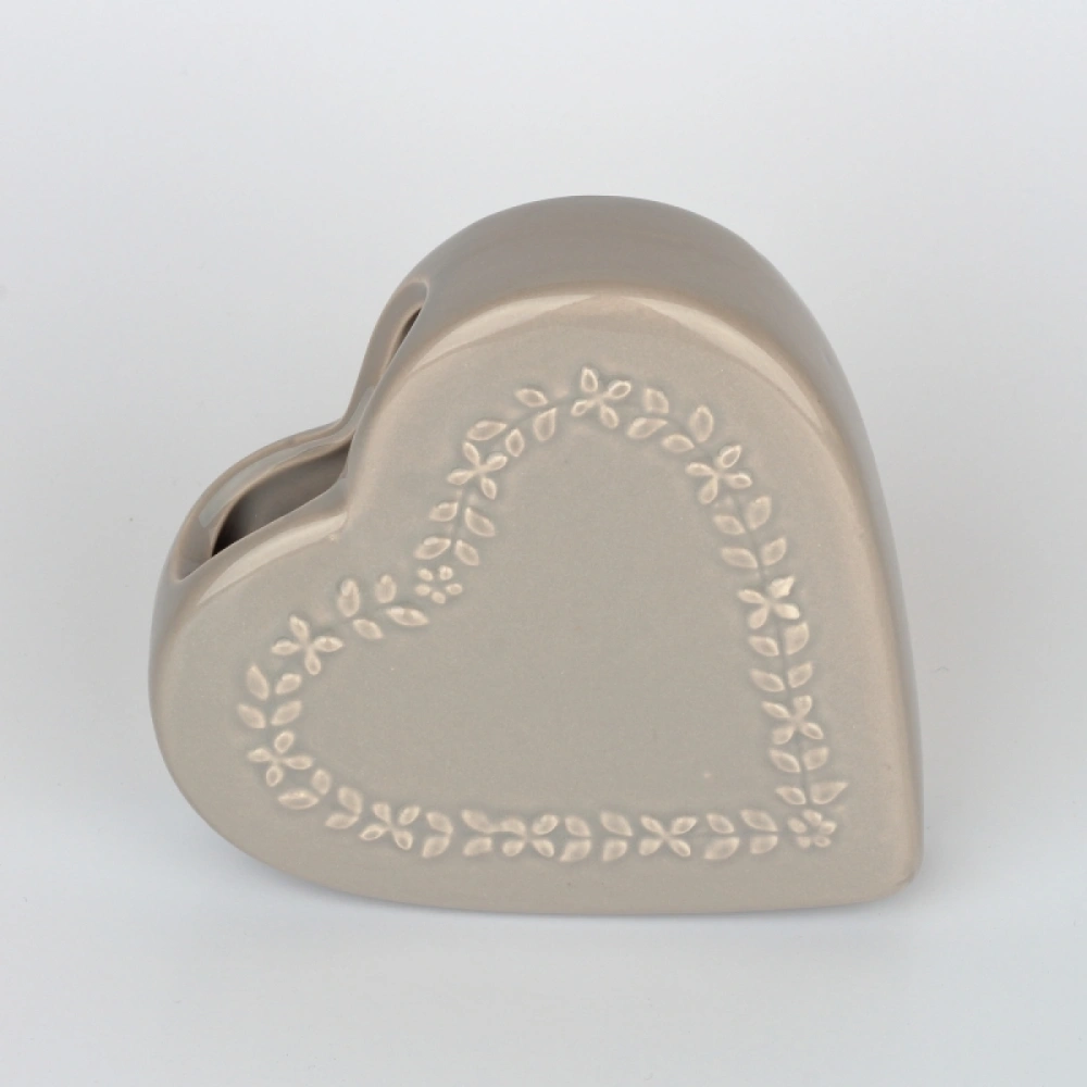Keramický výparník na radiátor srdce šedý - 13 × 3,2 × 13 cm
