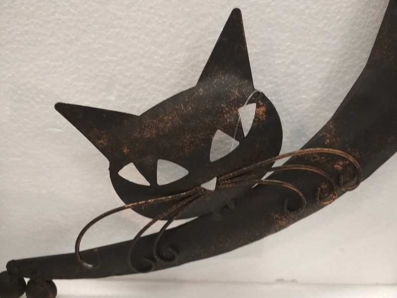 Kočka na zeď dekorace dlouhý ocas černá