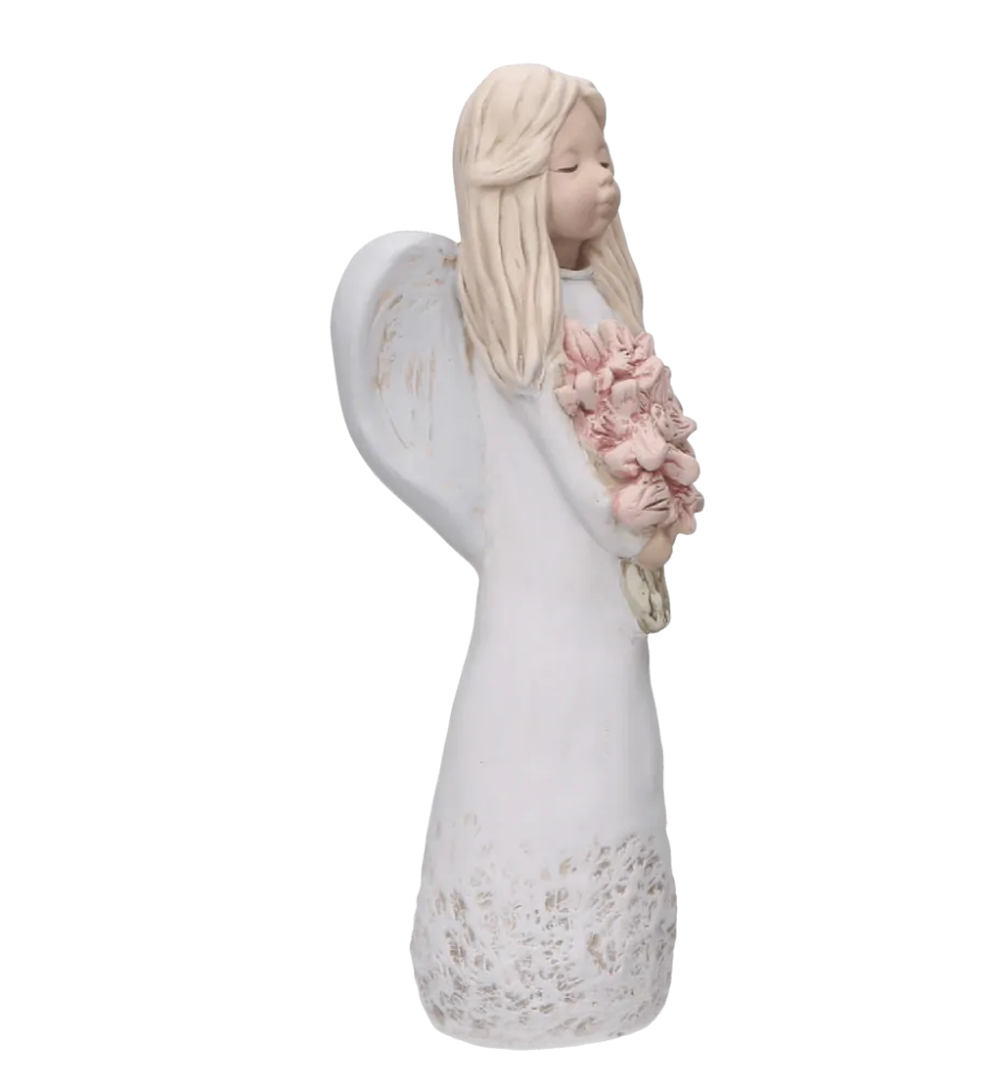 Keramický anděl svatební bílý - 31 cm