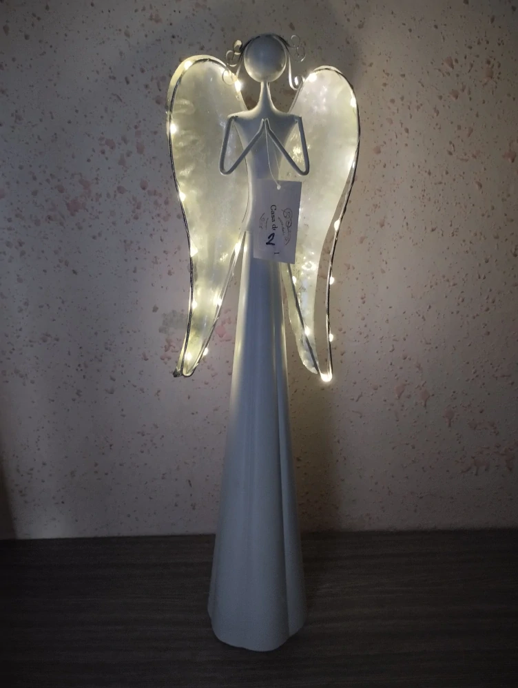 Kovový anděl s LED svítícími křídly - 55 cm