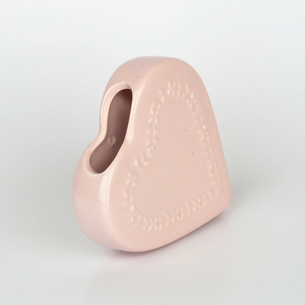 Keramický výparník na radiátor srdce růžový - 13 × 3,2 × 13 cm