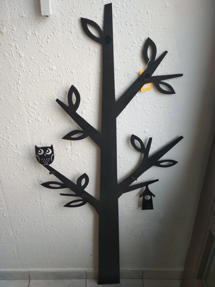 Kovový věšák Strom se sovičkou 126 cm