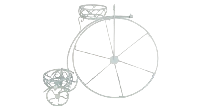 Kovový stojan na květiny- kolo vel. bílé