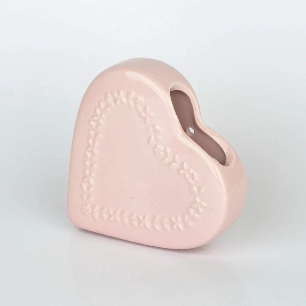 Keramický výparník na radiátor srdce růžový - 13 × 3,2 × 13 cm