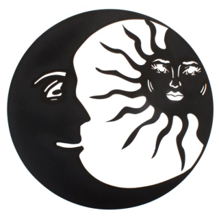 Dřevěná dekorace na zeď - Slunce, měsíc