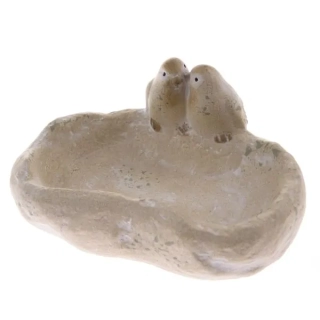 Terakotové pítko pro ptáčky dva ptáčci