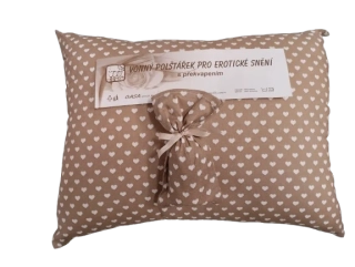 Vonný bylinkový polštář pro erotické snění s překvapením hnědobéžový