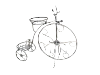 Kovový stojan na květiny- kolo střední stříbrná patina