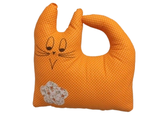 Bylinkový polštář ve tvaru kočky - oranžový, voňavý polštářek