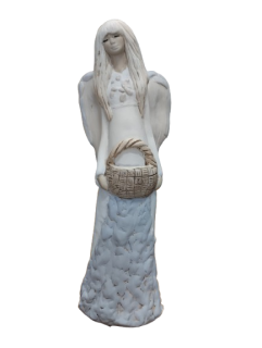 Keramický anděl s košíkem bílý - 36 cm