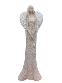 Keramický anděl s jednou květinou - 34 cm