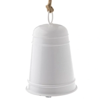 Kovový zvonek závěsný bílý - 20 cm