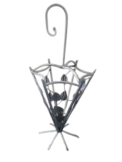 Kovový stojan na deštníky stříbrná patina - 76 cm