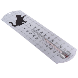 Kovový teploměr, 24/144 černá kočka