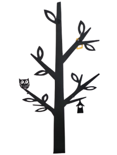 Kovový věšák Strom se sovičkou 126 cm