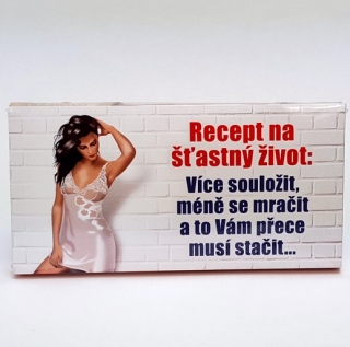 Čokoláda s nápisem 100g - Recept na šťastný život: Více souložit