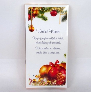 Čokoláda s nápisem 100g - Krásné vánoce - Třpytivý pozdrav (do červena)