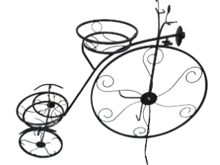 Kovový stojan na květiny- kolo střední černý