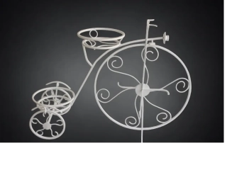 Kovový stojan na květiny- kolo střední bílý