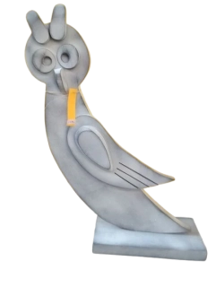 Dřevěná sova šedá - 65 cm
