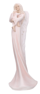 Keramický anděl s miminkem v náručí růžový - 37 cm