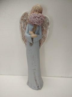 Keramický anděl s kyticí - 38 cm