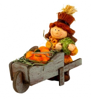 Holčička s dýní a kolečkem