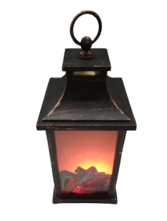 Lampa s ohněm černozlatá na tužkové baterie