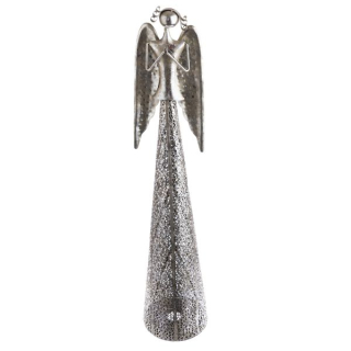 Kovový anděl max modlící se stříbrno-zlatý - 68 cm