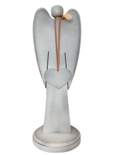 Dřevěný anděl šedá patina - 53 cm