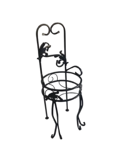 Kovový stojan na květinu židle černá
