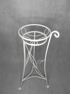 Kovový stojan na jeden květináč bílý s ouškem