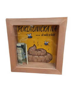 Dřevěná pokladnička na hovno - 18 x 18 cm
