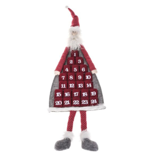 Textilní závěsný adventní kalendář - Santa, 0/24